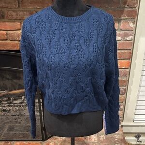 Cider Navy Cable Knit Crewneck Sweater - Women